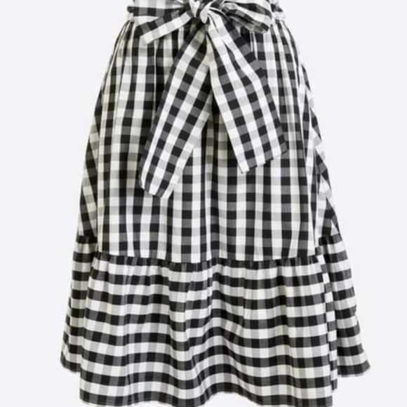 J. Crew Big Bow Tie Front Gingham Print Skirt Size 2 - Picture 2 of 6
